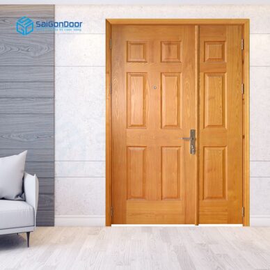 Cửa gỗ công nghiệp 2 cánh cách âm cách nhiệt tốt